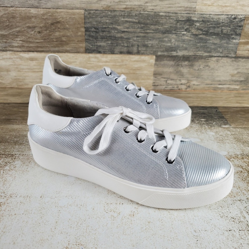 Naturalizer Morrison 2.0 Womens Shoes Sz 8 M Silver Leather Lace Up Sneakers